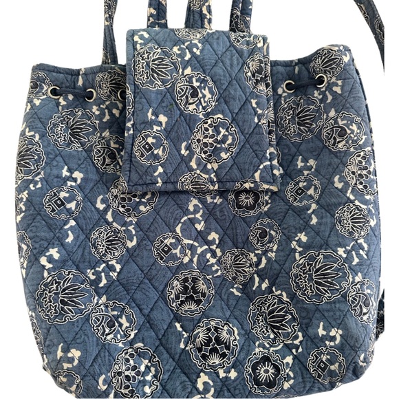 Dusty Blue quilted‎ backpack - Picture 2 of 9